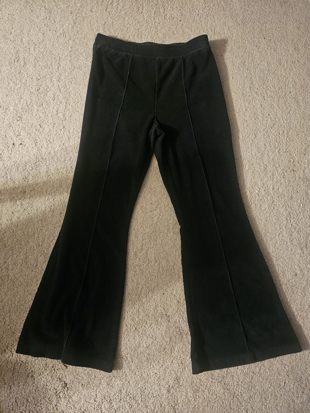 Aerie black Ribbed Velour Flare Pants